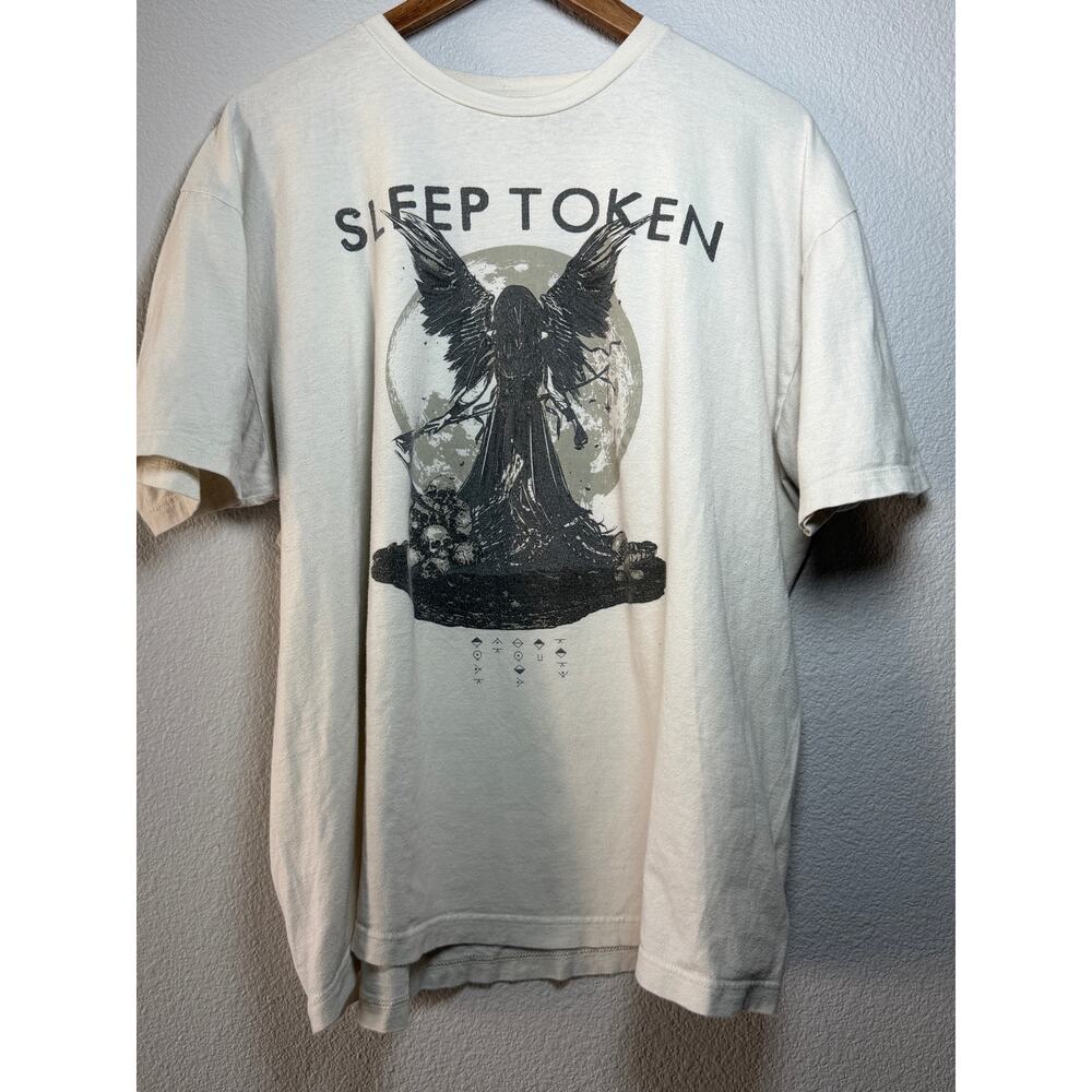 Sleep Token Moon Angel Graphic Tee Cream Heavy Metal Band Shirt XL